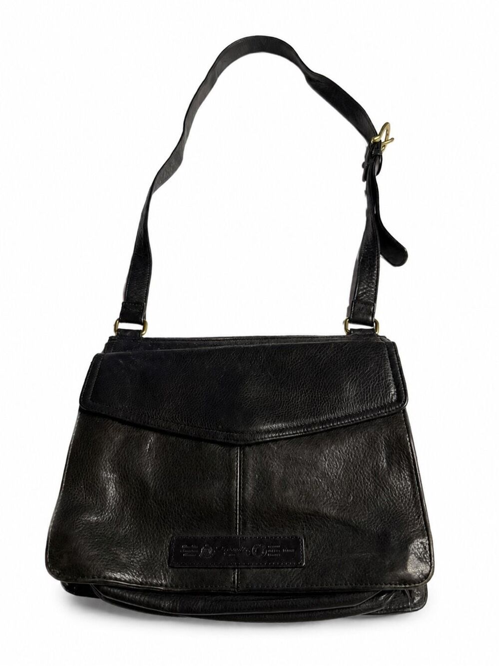 Fossil Vintage Black Pebbled Leather 75082 Crossbody Shoulder Bag